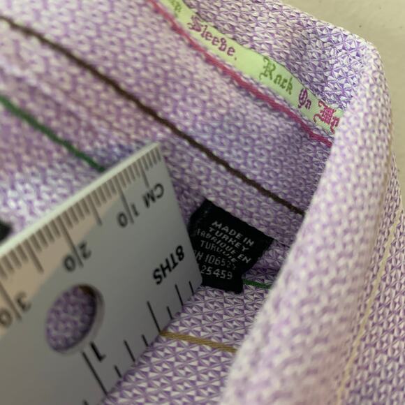 Ted Baker London Mens Button Down Size 6 Purple Colorful Striped Cotton Lavender - Picture 11 of 15